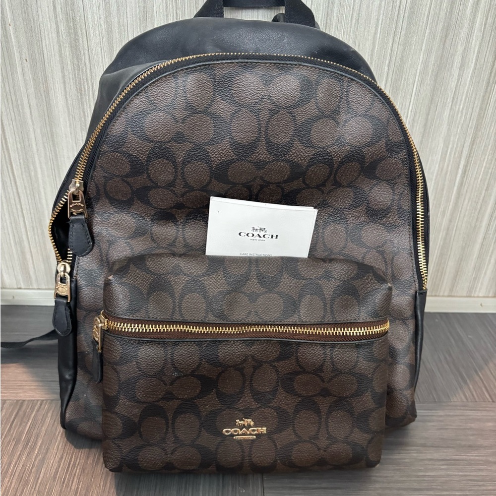 Coach Signature Brown and Black Backpack